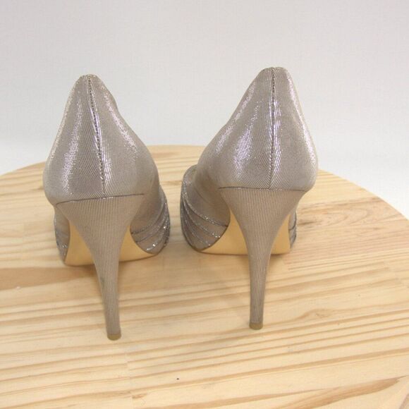 Elegant Peep-Toe Heels in Shimmering Champagne - Picture 4 of 6